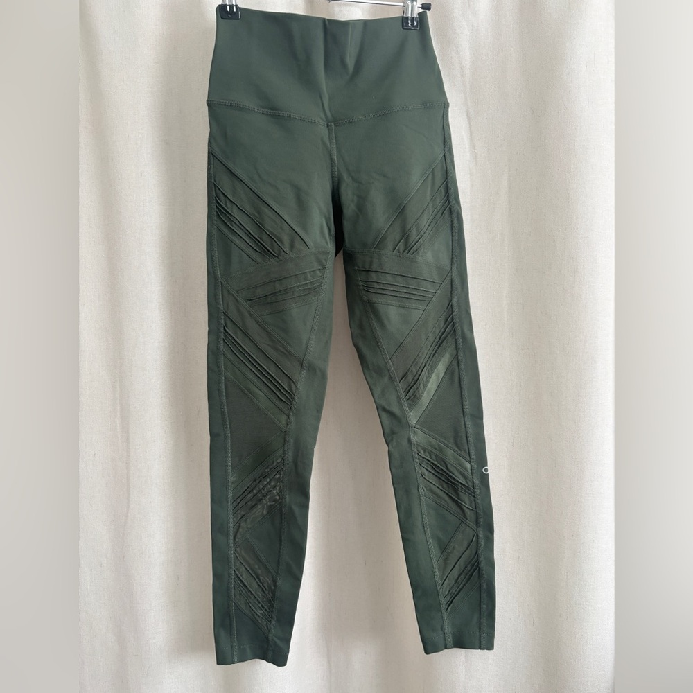 Alo Green Mesh Criss-Cross Leggings | Size XS